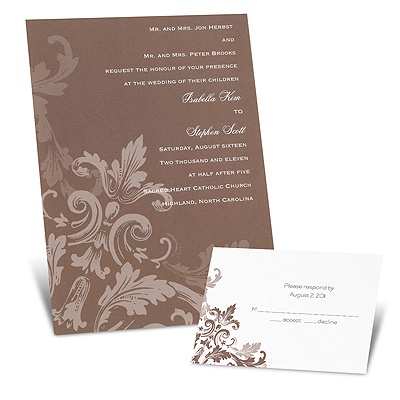 Flourishes - Chocolate Brown - Invitation