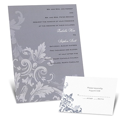 Flourishes - Slate Grey - Invitation