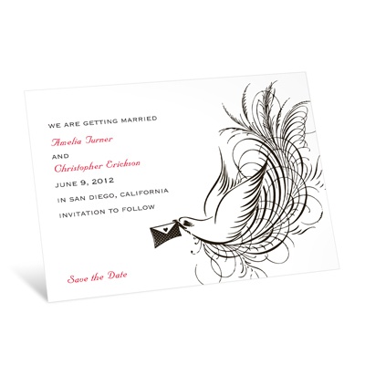 Swirling Bird - Black - Save the Date Card