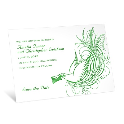 Swirling Bird  - Kelly Green - Save the Date Card