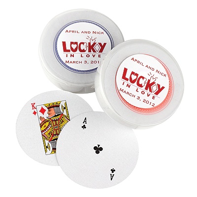 Round Playing Cards with Container with Sticker