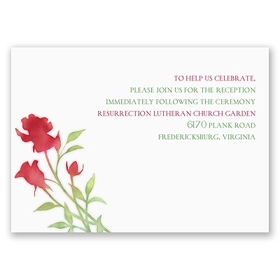 Watercolor Rosebuds - Merlot - Reception Card