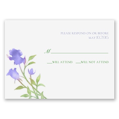 Watercolor Rosebuds - Orchid - Response Card and Envelope