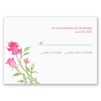 Watercolor Rosebuds - Posie Pink - Response Card and Envelope