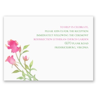 Watercolor Rosebuds - Posie Pink - Reception Card