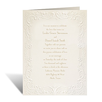 With a Flourish - Ecru Invitation