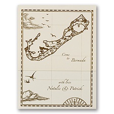 Bermuda Treasure Map Ecru Z-fold - Inv