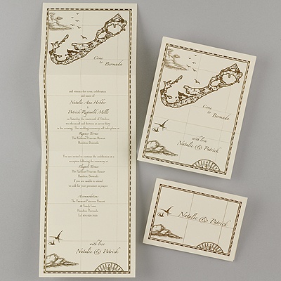 Bermuda Treasure Map Ecru Z-fold - Inv