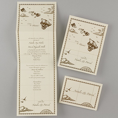 Hawaii Treasure Map Ecru Z-Fold - Inv