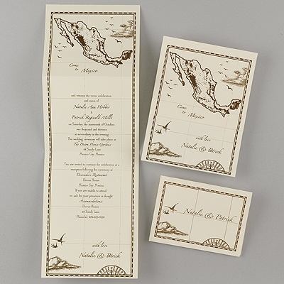 Mexico Treasure Map Ecru Z-fold - Inv