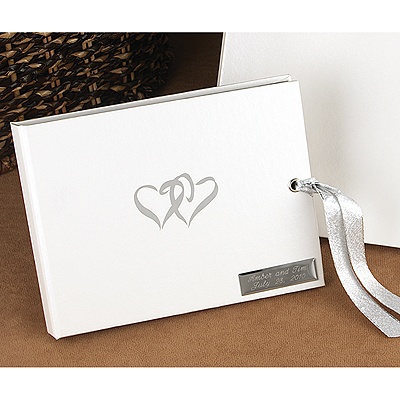 Silver Coupled Hearts Guest Book