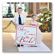 Here Comes The Bride Banner - Red