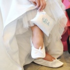White Small - Satin Ballet Shoes and Embroidered Pouch