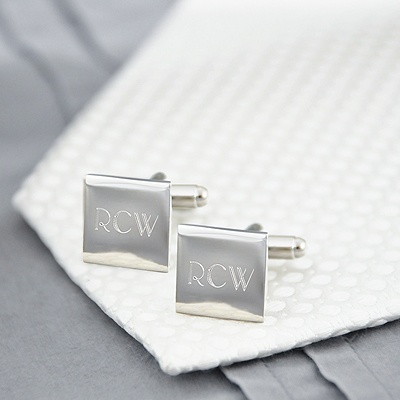 Square Engraved Cuff Links