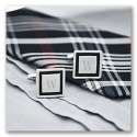 Black Border Engraved Cuff Links
