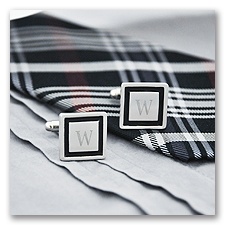 Black Border Engraved Cuff Links