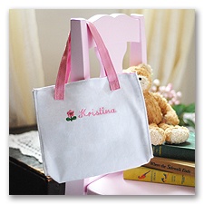 Flower Girl Embroidered Tote Bag