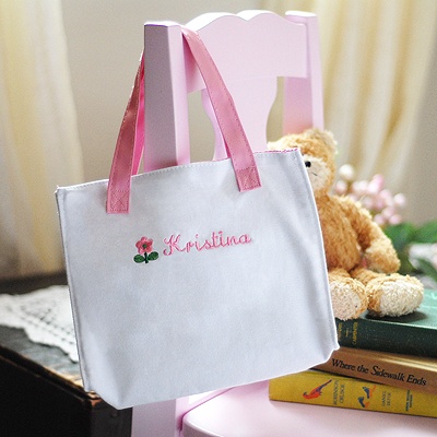 Flower Girl Embroidered Tote Bag