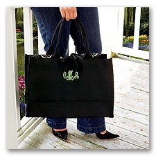 Damask Embroidered Tote Bag