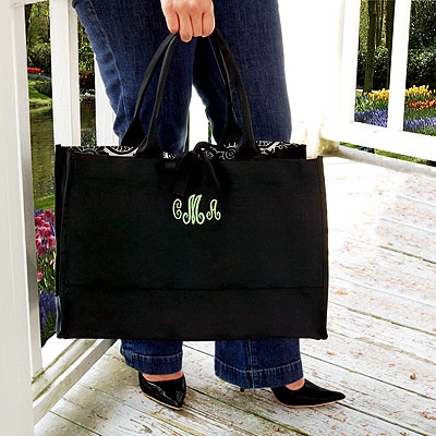 Damask Embroidered Tote Bag