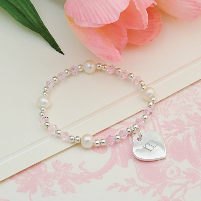 Flower Girl Heart Charm Bracelet