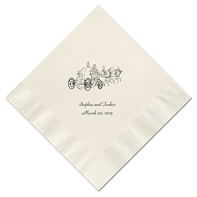 Cinderella - Ecru Dinner Napkins in Foil