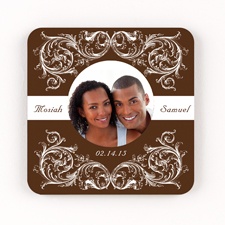 Fancy Filigree Personalized Square Coaster Set