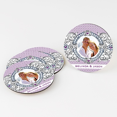 Hip Crest - Berry - Personalized Round Coaster Set