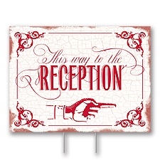 Red Reception Direction Yard Sign - Medium