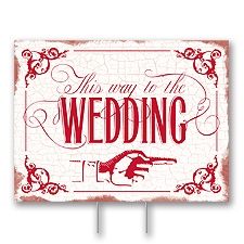 Red Wedding Direction Yard Sign - Medium