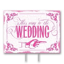 Fuchsia Wedding Direction Yard Sign - Medium