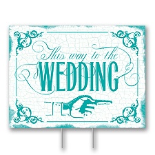 Peacock Wedding Direction Yard Sign - Medium