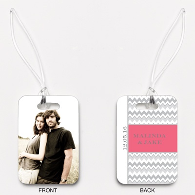 Chic Chevron - Posie Pink - Couple's - Photo Luggage Tag