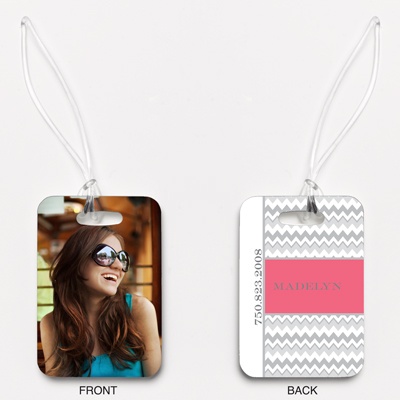 Chic Chevron - Posie Pink - Photo Luggage Tag