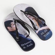 Women's Photo Flip Flops - Black Straps - Small