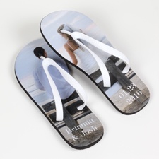 Women's Photo Flip Flops - White Straps - Small