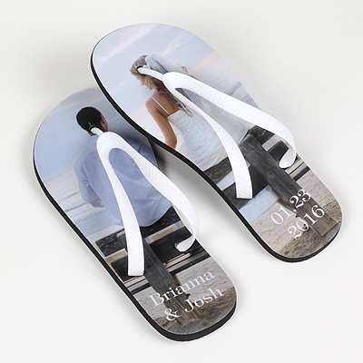 Women's Photo Flip Flops - White Straps - Small