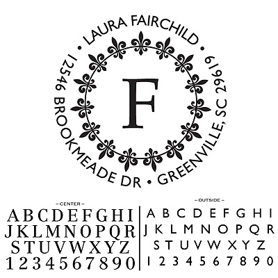 Personalized Self-Inking Address Stamp - Fleur de Lys Design