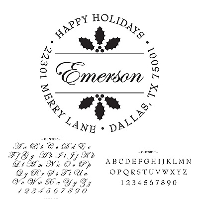 Personalized Self-Inking Address Stamp - Holly Design