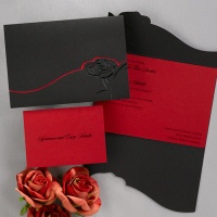 Dramatic Rose - Black and Red - invitation