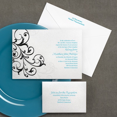 Swirling Black Filigree - Invitation