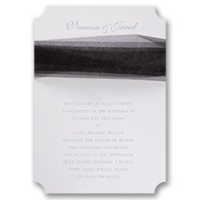 White Modern Veil - Black Tulle - Invitation