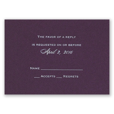 Eggplant - Foil Response Card and Envelope