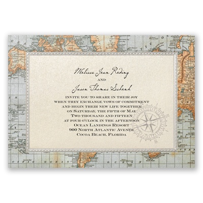 Antique World Map - Invitation