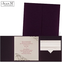 Pearls and Lace - Eggplant Pocket - Laser Cut Invitation