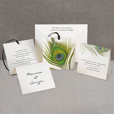 Petite Peacock Feather - Invitation