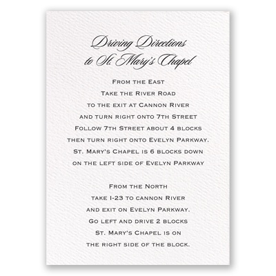 White Direction Card - Vertical