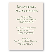 Ecru Accommodation Card - Vertical