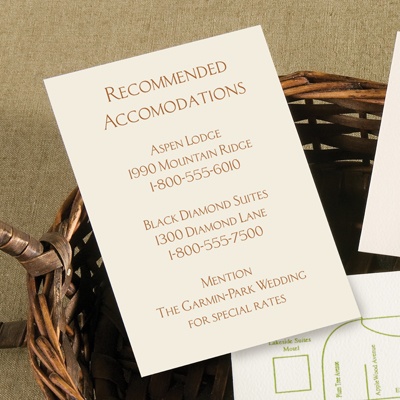 Ecru Accommodation Card - Vertical