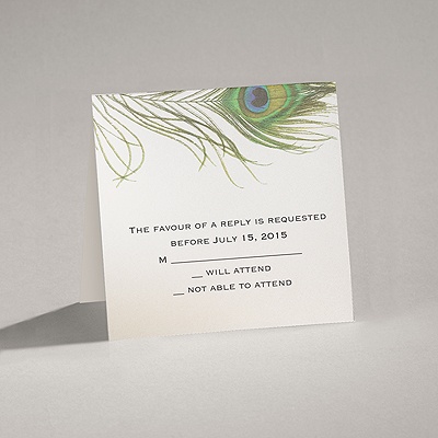 Petite Peacock Feather - Response Card and Envelope